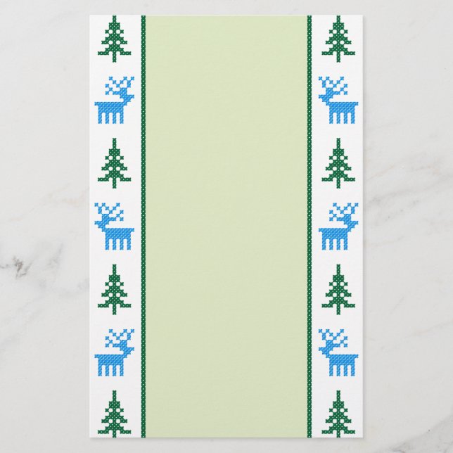 Weihnachtsmuster Hirsche und Baum Briefpapier (Vorderseite)