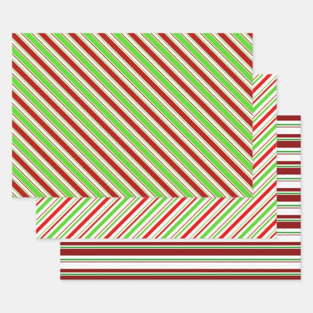 Weihnachtsmuster im Grün, Weiß, Rot Geschenkpapier Set (Set)