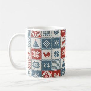 Weihnachtsmuster im Patchwork-Stil. Traditionell  Kaffeetasse