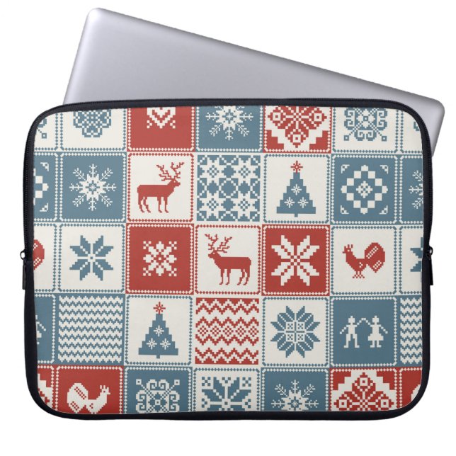 Weihnachtsmuster im Patchwork-Stil. Traditionell  Laptopschutzhülle (Vorderseite)