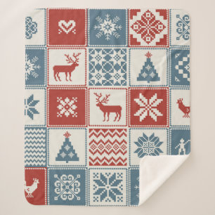 Weihnachtsmuster im Patchwork-Stil. Traditionell Sherpadecke