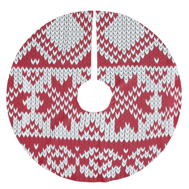 Weihnachtsmuster in Rot und Weiß Polyester Weihnachtsbaumdecke (Vorderseite)