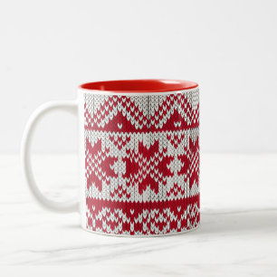 Weihnachtsmuster in Rot und Weiß Zweifarbige Tasse