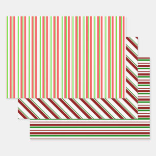 Weihnachtsmuster in Rot, Weiß, Grün Geschenkpapier Set