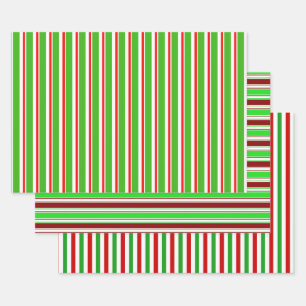 Weihnachtsmuster in Rot, Weiß, Grün Geschenkpapier Set