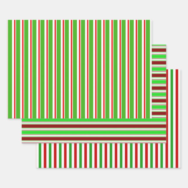 Weihnachtsmuster in Rot, Weiß, Grün Geschenkpapier Set (Set)