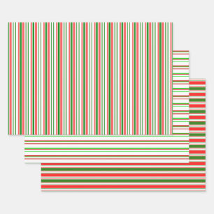 Weihnachtsmuster in Rot, Weiß, Grün Geschenkpapier Set