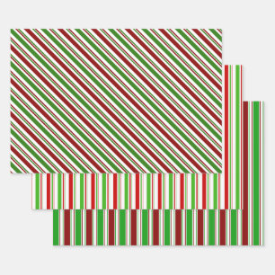 Weihnachtsmuster in Rot, Weiß, Grün Geschenkpapier Set