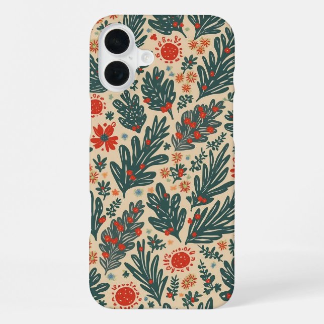 Weihnachtsmuster iPhone 16 Fall Plus Hülle (Rückseite)