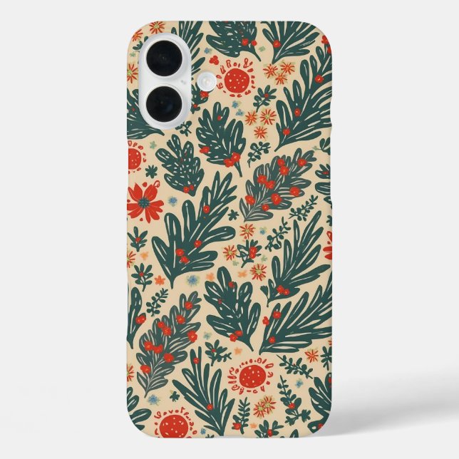 Weihnachtsmuster iPhone 16 Fall Plus Hülle (Rückseite)