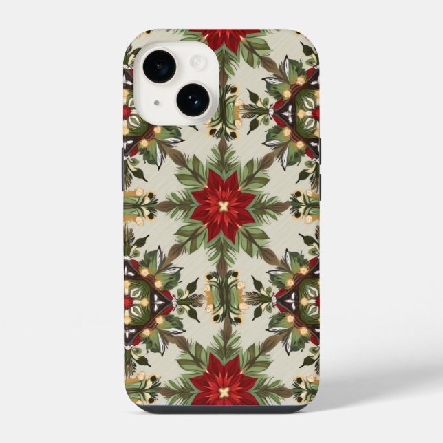 Weihnachtsmuster iPhone Gehäuse 14 Hülle (Rückseite)