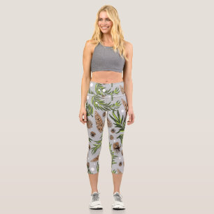Weihnachtsmuster, Kiefernschnee 10 Capri Leggings