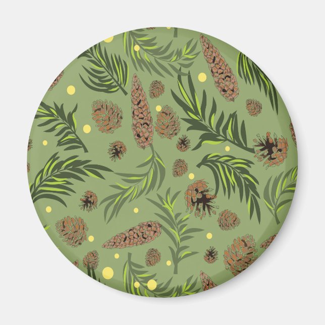 Weihnachtsmuster, Kiefernschnee 11 Magnet (Vorne)
