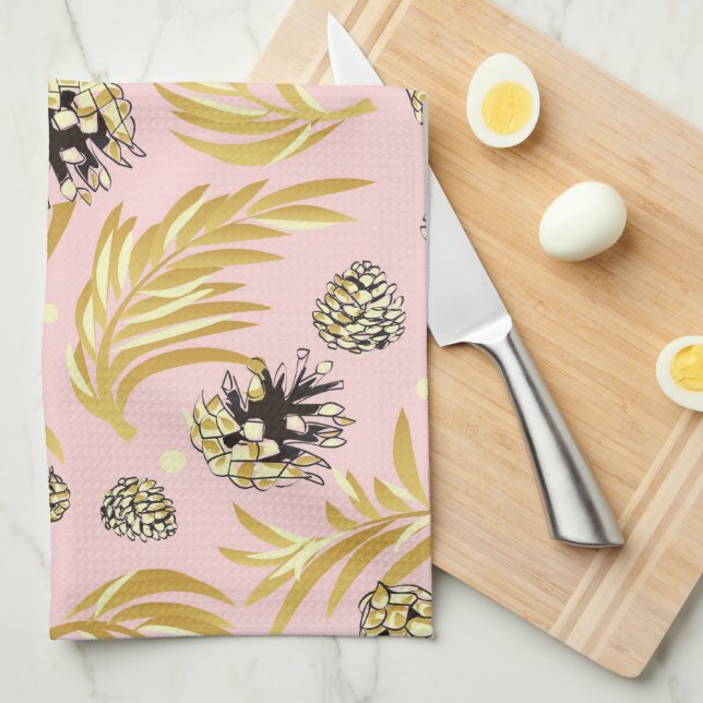 Weihnachtsmuster, Kiefernschnee 4 Geschirrtuch (Viertel Falte)