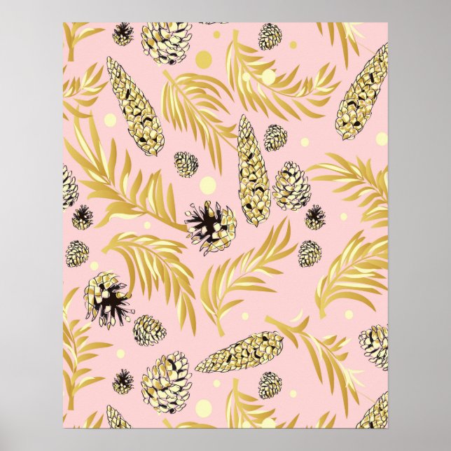 Weihnachtsmuster, Kiefernschnee 4 Poster (Vorne)