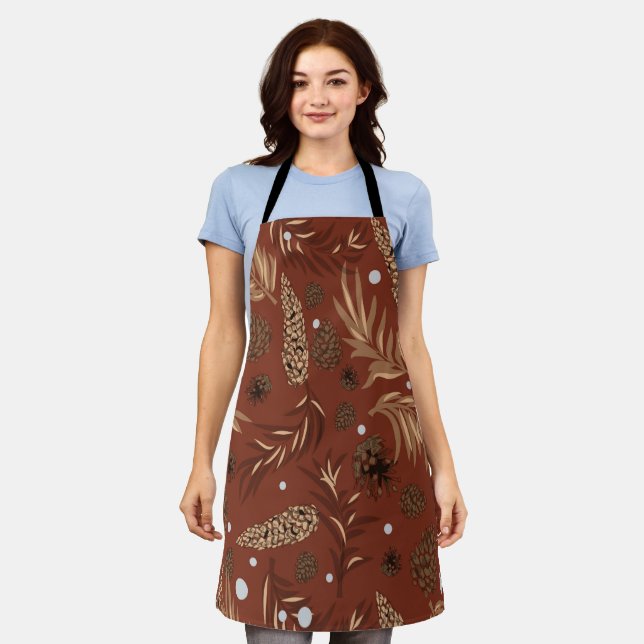 Weihnachtsmuster, Kiefernschnee 8 Schürze (Getragen)