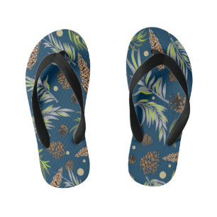 Weihnachtsmuster, Kiefernschnee 9 Kinderbadesandalen