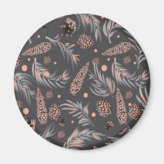 Weihnachtsmuster, Kiefernschnee Magnet (Vorne)