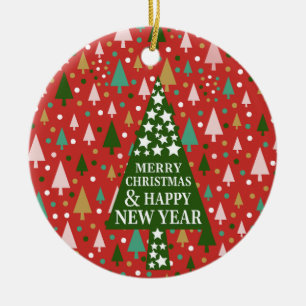 Weihnachtsmuster - Landschaft der bunten Bäume Keramik Ornament