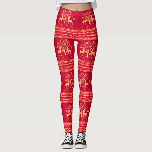 Weihnachtsmuster Leggings (Vorderseite)