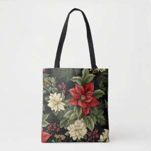 Weihnachtsmuster mit alten Poinsettien Tasche