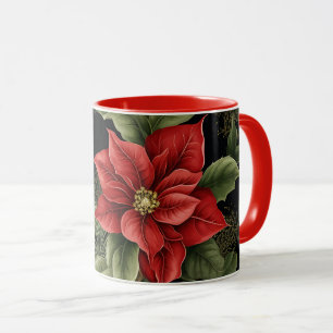 Weihnachtsmuster mit alten Poinsettien Tasse