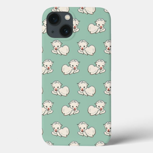 Weihnachtsmuster mit Baby Lamb auf Green Case-Mate iPhone Hülle (Rückseite)