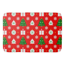 Weihnachtsmuster mit Bäumen, Schneeflocken Badematte