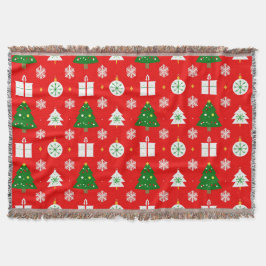 Weihnachtsmuster mit Bäumen, Schneeflocken Decke