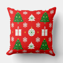 Weihnachtsmuster mit Bäumen, Schneeflocken Kissen