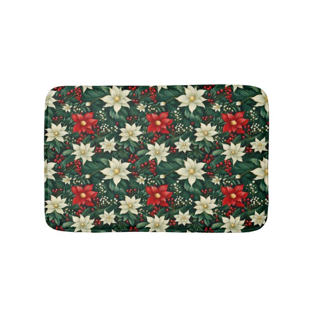 Weihnachtsmuster mit Blumen  Badematte (Vorderseite)