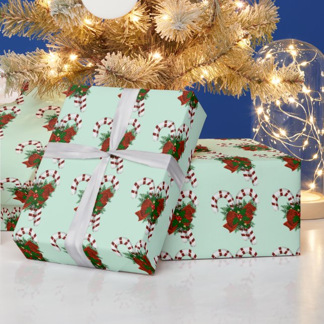 Weihnachtsmuster mit Candy Canes Geschenkpapier (Feiertage)