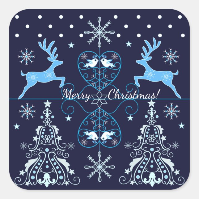 Weihnachtsmuster mit eigenem Text Quadratischer Aufkleber (Vorderseite)
