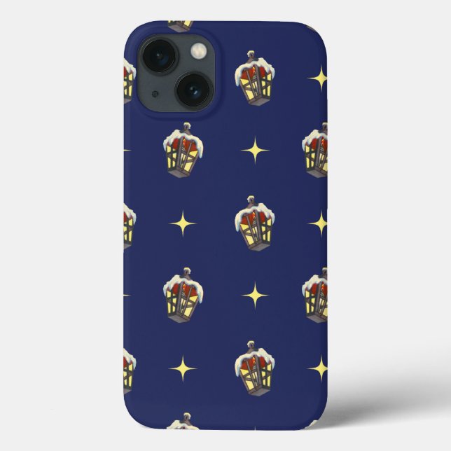 Weihnachtsmuster mit einer Laterne auf blau Case-Mate iPhone Hülle (Rückseite)
