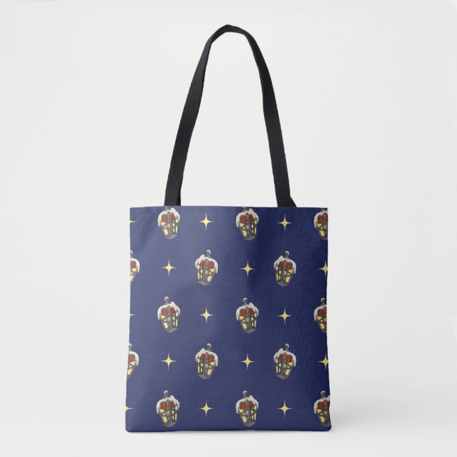 Weihnachtsmuster mit einer Laterne auf blau Tasche (Vorderseite)