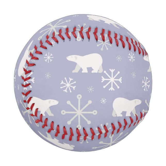 Weihnachtsmuster mit Eisbären und Schneeflocken Baseball (Vorderseite Links)