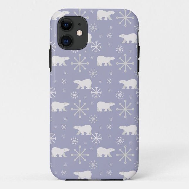 Weihnachtsmuster mit Eisbären und Schneeflocken Case-Mate iPhone Hülle (Rückseite)
