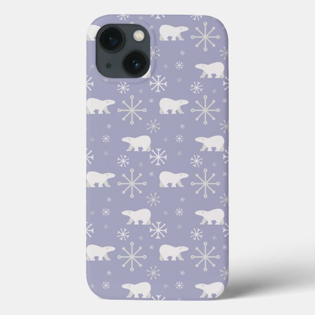 Weihnachtsmuster mit Eisbären und Schneeflocken Case-Mate iPhone Hülle (Rückseite)