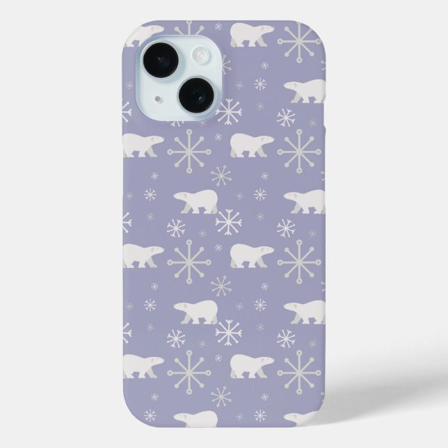 Weihnachtsmuster mit Eisbären und Schneeflocken Case-Mate iPhone Hülle (Rückseite)