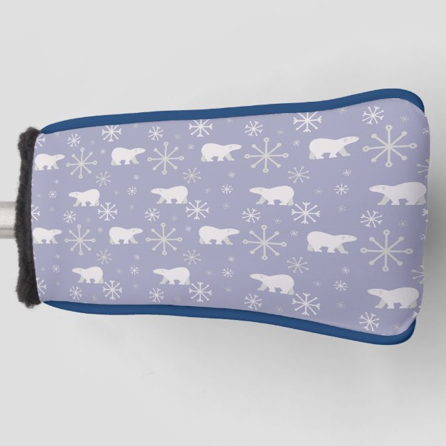 Weihnachtsmuster mit Eisbären und Schneeflocken Golf Headcover (Vorderseite)
