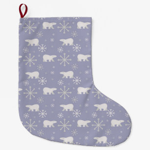 Weihnachtsmuster mit Eisbären und Schneeflocken Großer Weihnachtsstrumpf