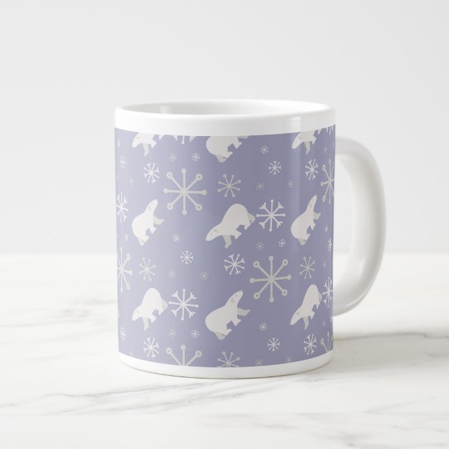 Weihnachtsmuster mit Eisbären und Schneeflocken Jumbo-Tasse (Vorderseite Rechts)
