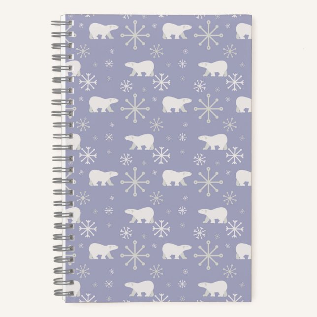 Weihnachtsmuster mit Eisbären und Schneeflocken Notizbuch (Vorderseite)