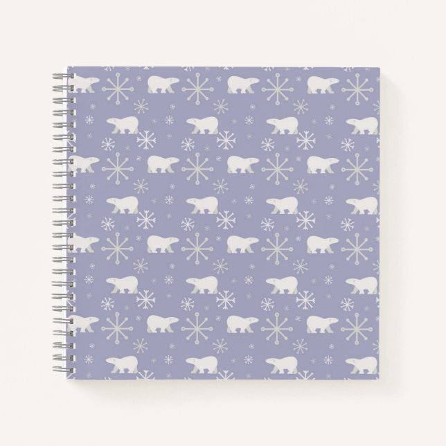 Weihnachtsmuster mit Eisbären und Schneeflocken Notizbuch (Vorderseite)