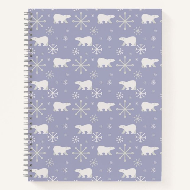 Weihnachtsmuster mit Eisbären und Schneeflocken Notizbuch (Vorderseite)