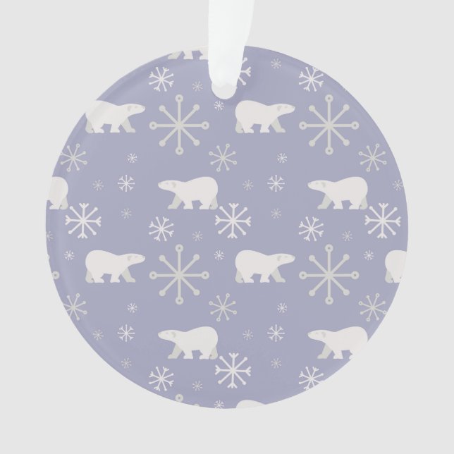 Weihnachtsmuster mit Eisbären und Schneeflocken Ornament (Vorderseite)