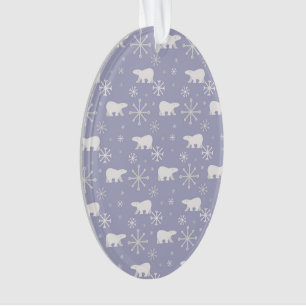 Weihnachtsmuster mit Eisbären und Schneeflocken Ornament