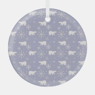 Weihnachtsmuster mit Eisbären und Schneeflocken Ornament Aus Glas