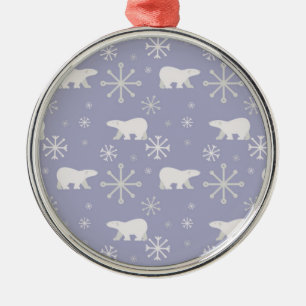 Weihnachtsmuster mit Eisbären und Schneeflocken Ornament Aus Metall