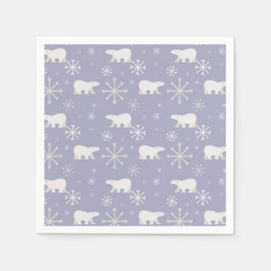 Weihnachtsmuster mit Eisbären und Schneeflocken Serviette